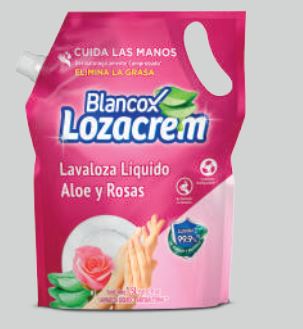 blancox lozacrem lavaloza liquido aloe y rosas 8x1500
