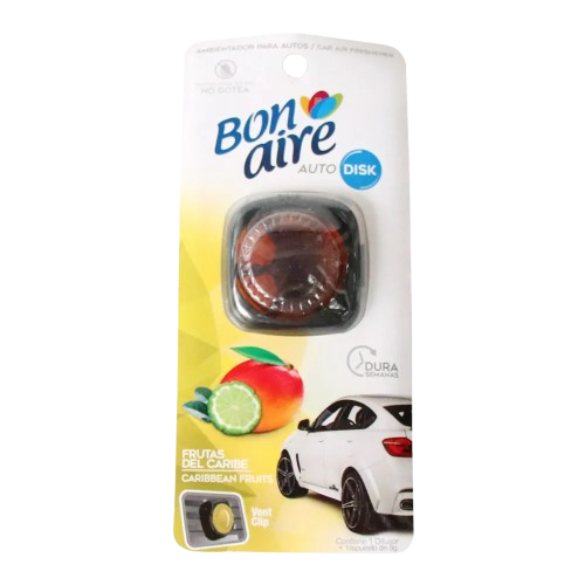 BON AIRE AUTO DISK FRUTA CARIBE 12*8GR   UND